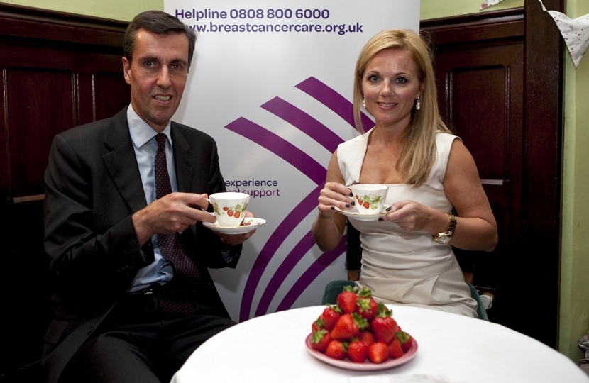Andrew Selous and Geri Halliwell supporting an earlier cancer campaign